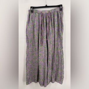 Natural Life Womens Wide Leg Linen Blend Palazzo Pant Boho Floral Hippie Large